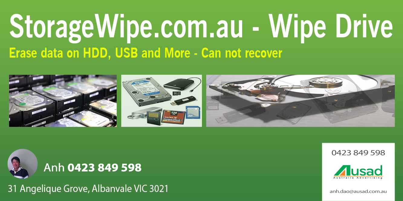 www.StorageWipe.com.au | Wipe drive, completely erase data